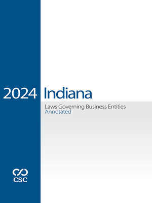 cover image of CSC Indiana Laws Governing Business Entities Annotated